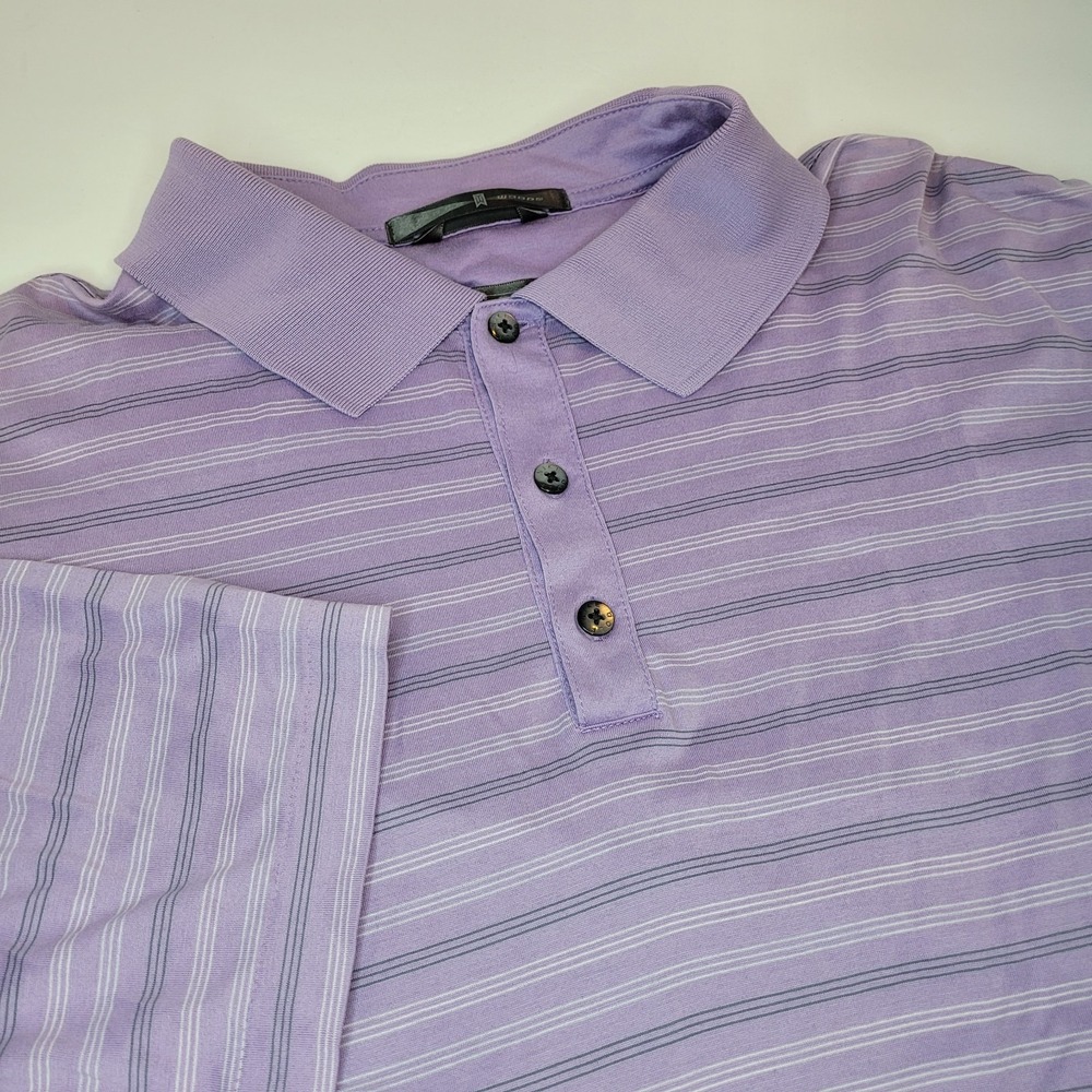 Nike Tiger Woods Collection Men's Lavender/purple Striped Golf‎ Polo Shirt Sz XL